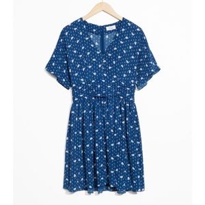 & other stories Blue Microfloral Flared Mini Dress